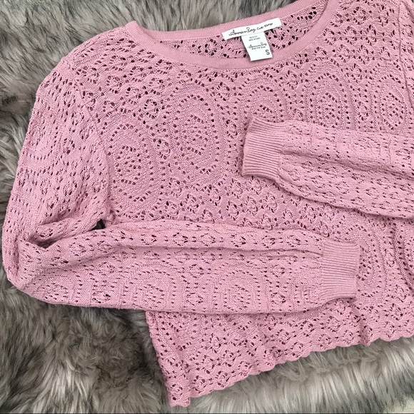 American Rag crop pink knit sweater - Picture 5 of 6